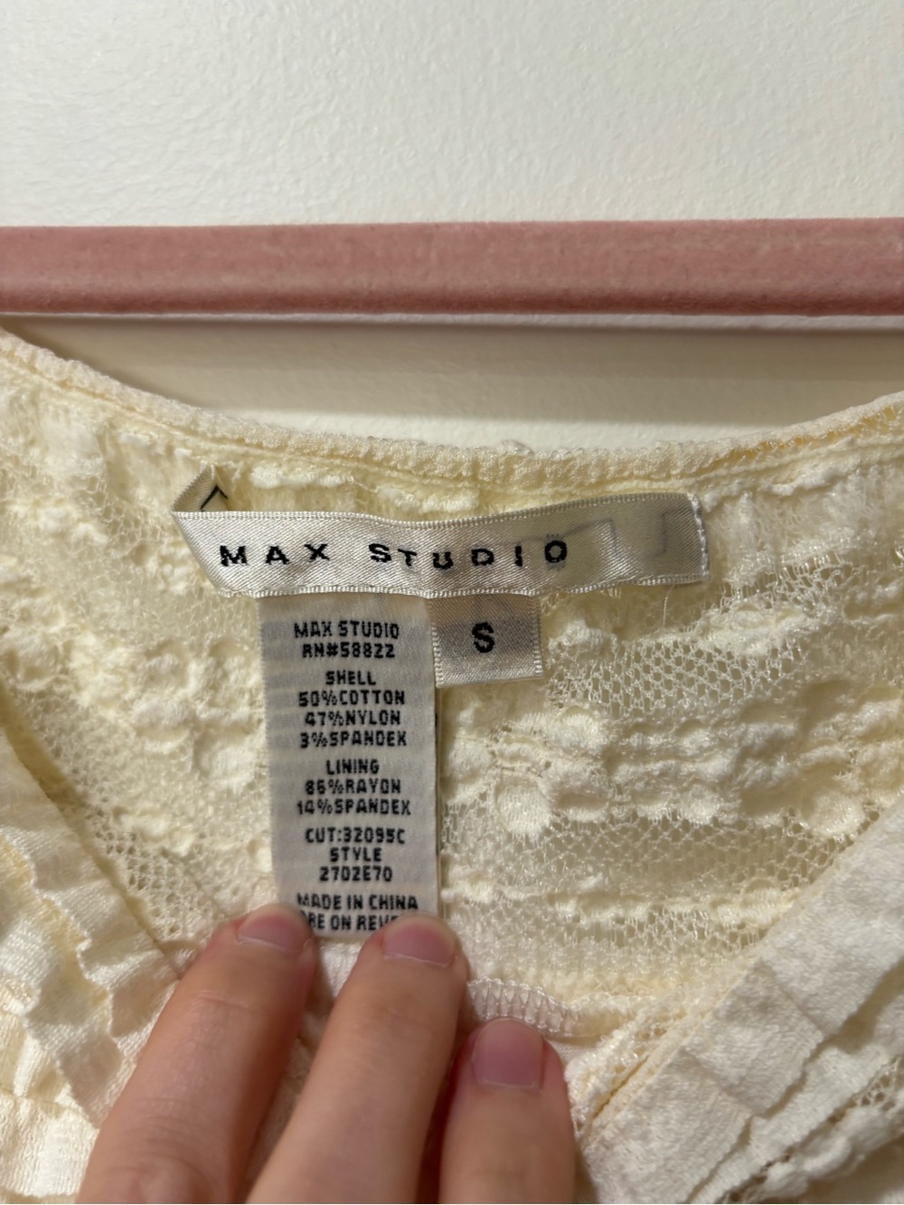 Max Studio One-Shoulder Cream Ruffle Knit Top - Picture 2 of 3